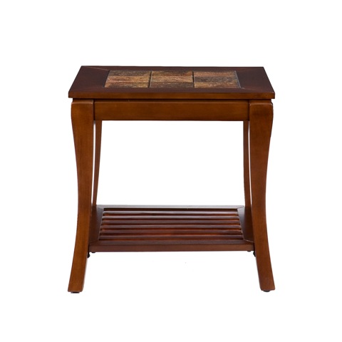 SEI Cambria Brown Cherry Slate End Table   CK9842  